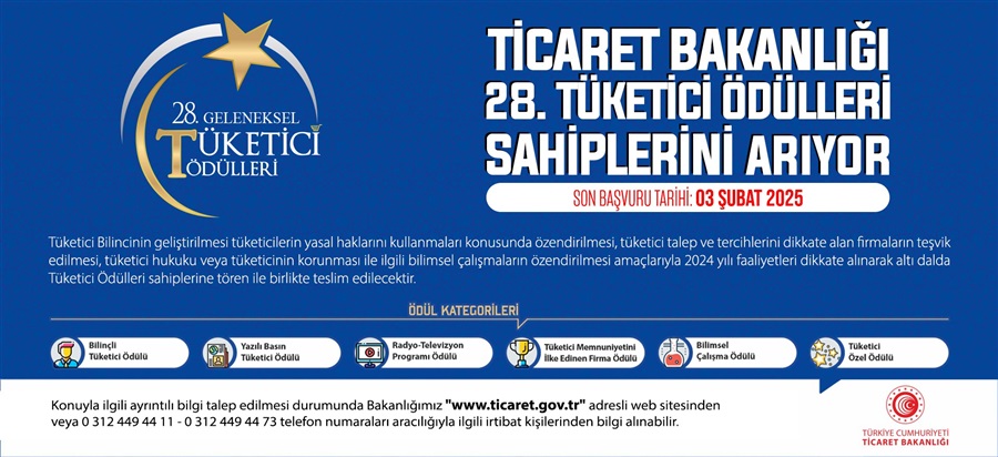 28. TÜKETİCİ ÖDÜLLERİ SAHİPLERİNİ BEKLİYOR.